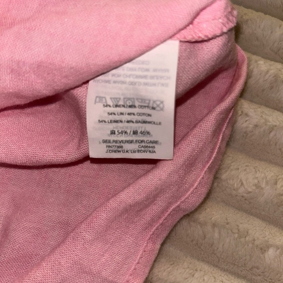 Madewell Pink Short Sleeve Button-Up Top Tie Front Linen Blend - Picture 7 of 8